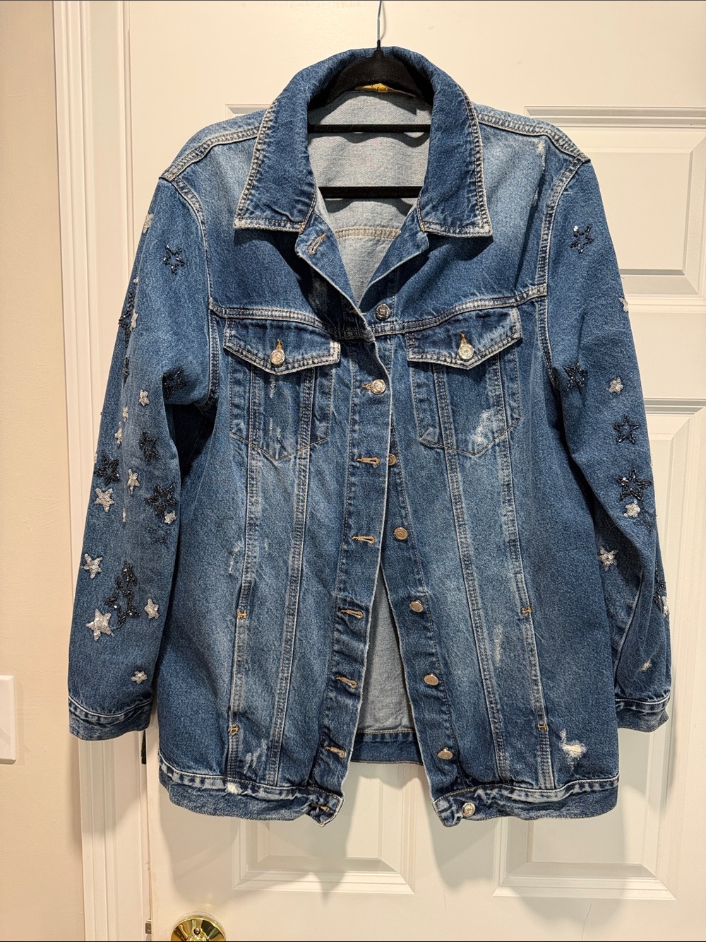 Women’s Blue Denim Star-Embellished Jacket